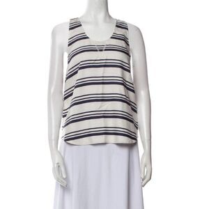 Ulla Johnson Silk White Blue Tank Top Striped Size 4